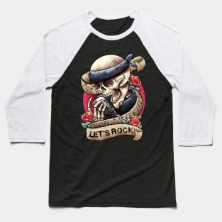 Lets Rock Rock&Roll Skeleton Hand Vintage Retro Rock Concert Baseball T-Shirt